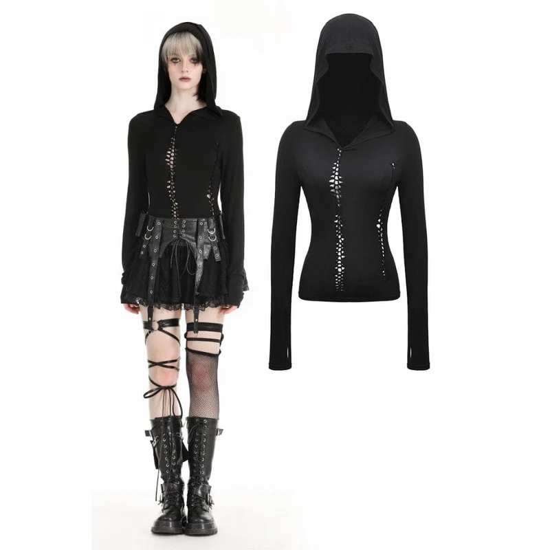 Gothic Ripped Hoodies för kvinnor