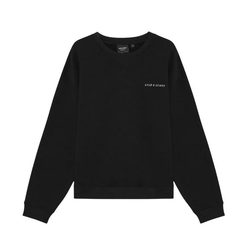 Script Heavyweight Loopback Crew Neck Sweatshirt - Jet Black