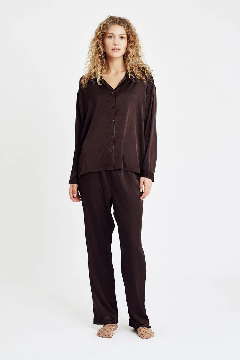 Hype The Detail - Satin Pyjamas 800-43 - 8989 - Brun