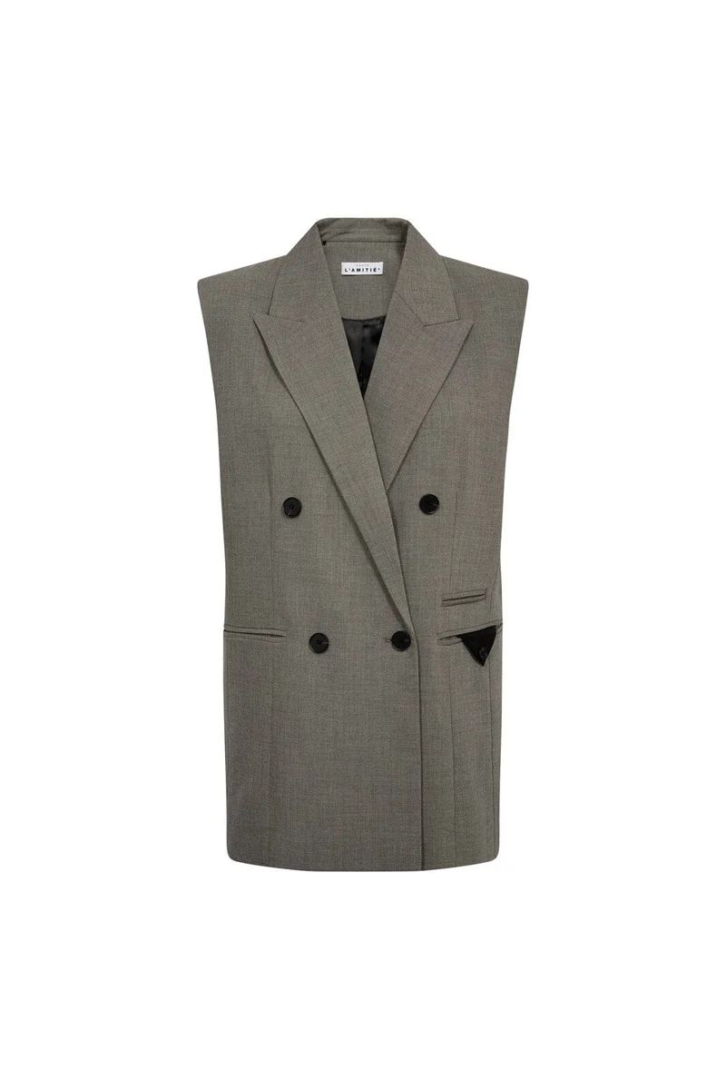 Haute L'Amitié - Nicole Triangle Tailor Vest Hl10449 - Beige Melangé