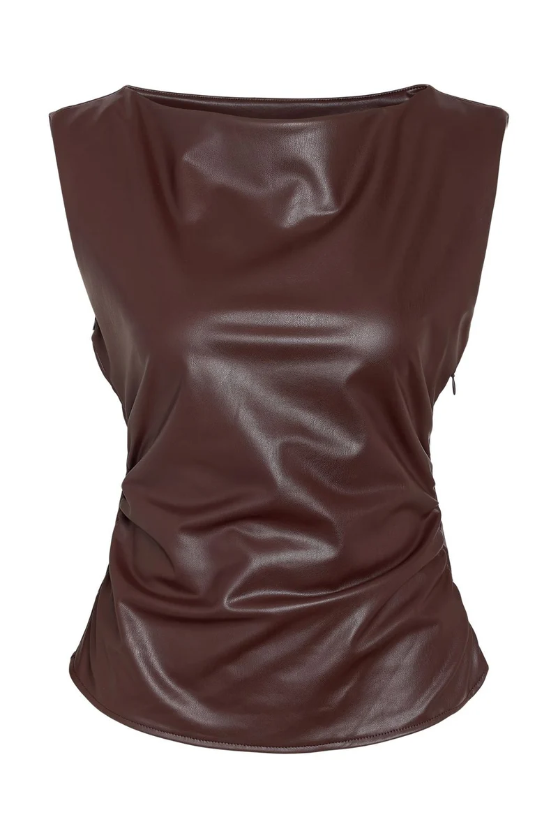 Noisy May - Nmsandy Pu S/L Top - 5080293 Chocolate Plum