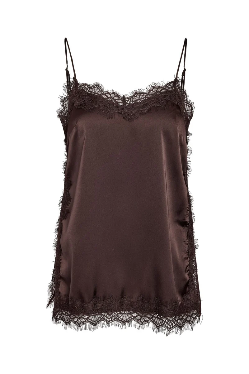 Noisy May - Nmlouise Sl Strap Lace Top - 5081990 Chocolate Brown