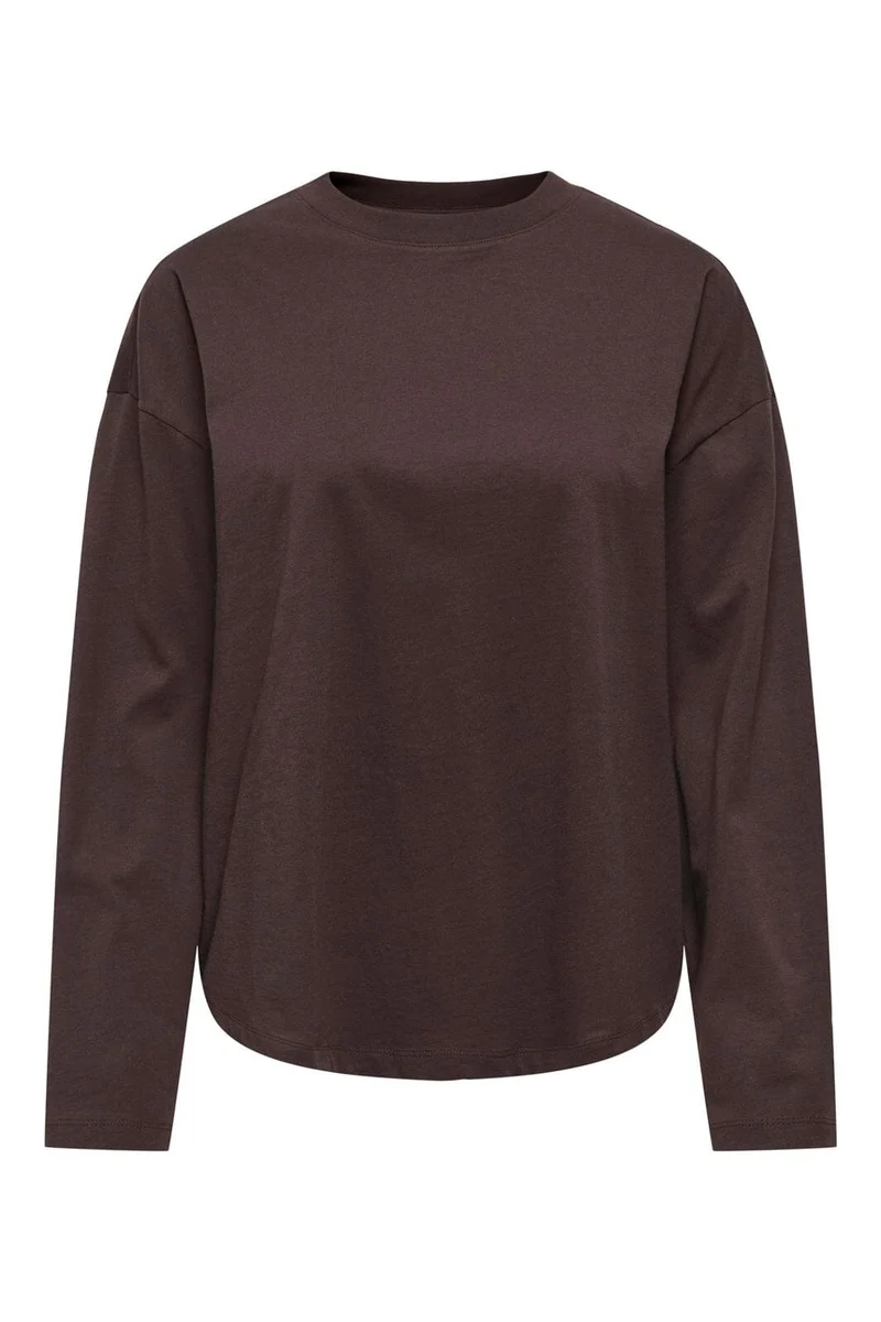 Only - Onlhappy L/S O-Neck Tee - 5102898 Coffee Bean