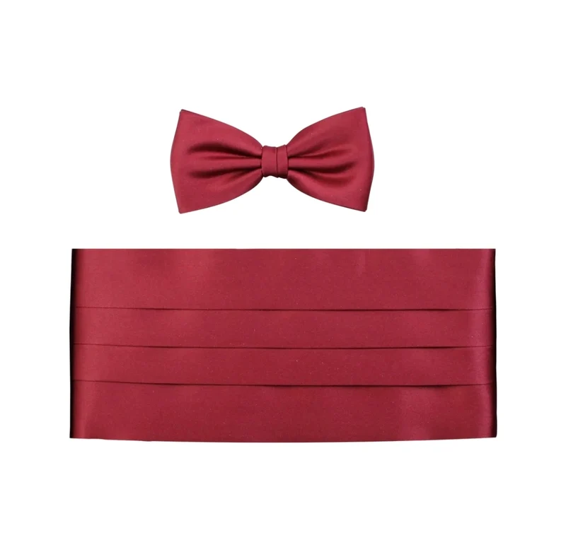 AMANDA CHRISTENSEN Bow Tie & Girdle Set - Bordeaux