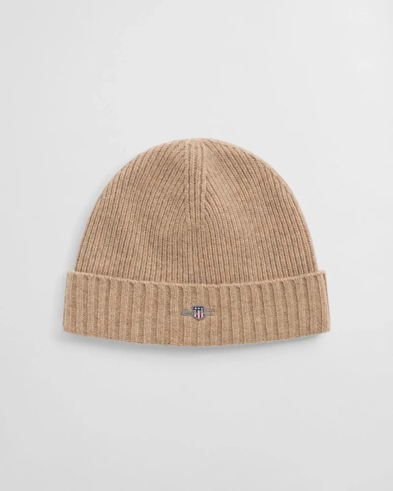 GANT Shield Wool Beanie - Khaki Melange