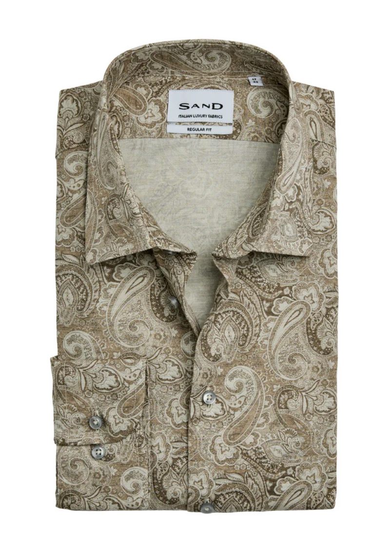 SAND 8275 State Soft Paisley Shirt - Beige