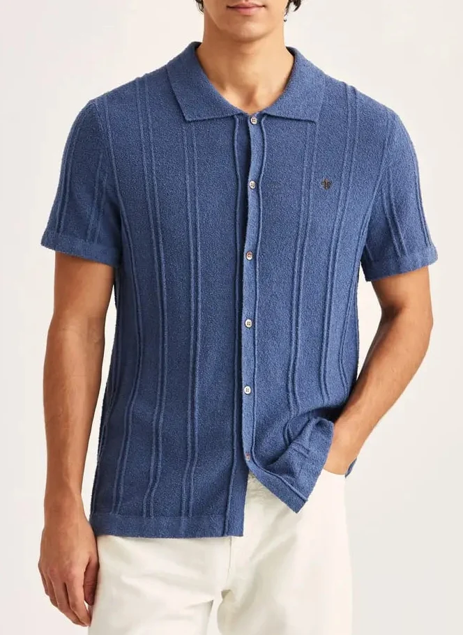 MORRIS Clayton Knitted SS Shirt - Blue