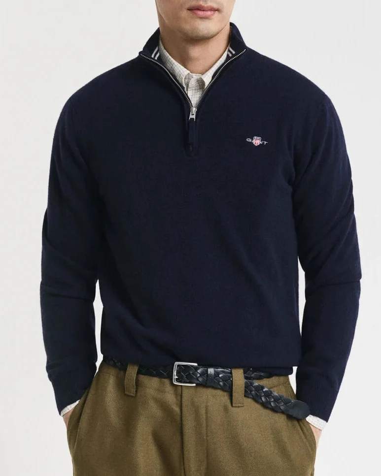 GANT Superfine Lambswool Half Zip - Marine