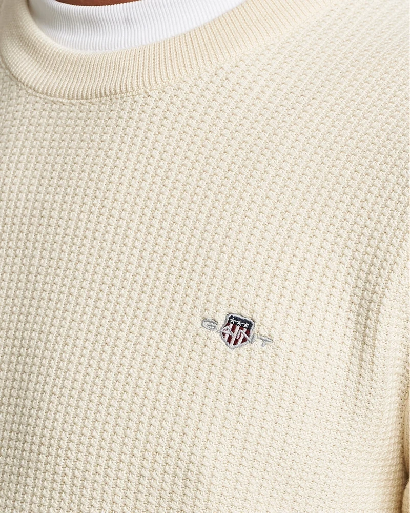 GANT Textured Cotton C-Neck - Cream
