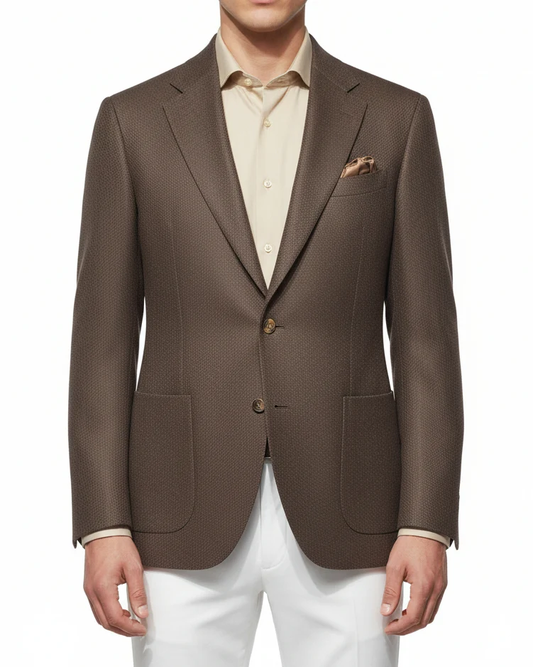 SAND Sherman Hopsack Blazer - Dark Brown