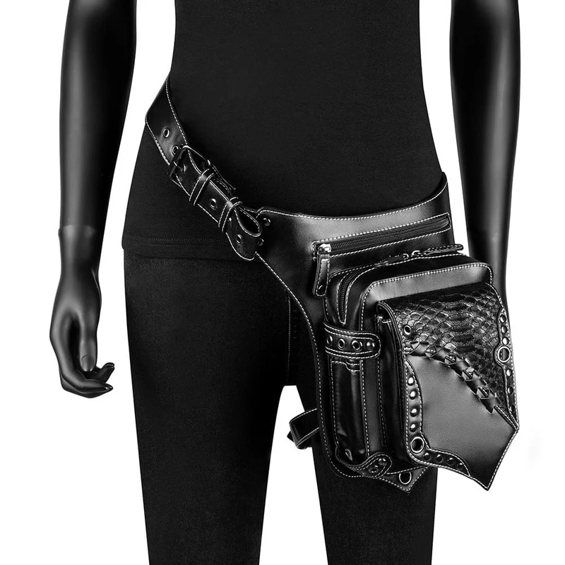 Unisex Punk Ormskinns Midjeväska