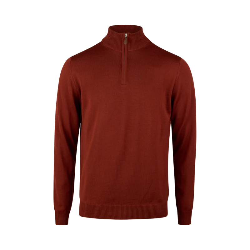 Pullover Knitted Half Zip - Dark Orange