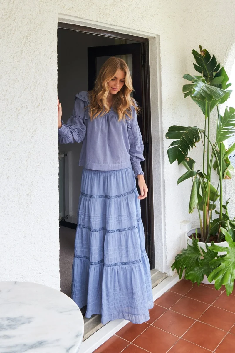 Neo Noir - Felicia S Voile Skirt 161872 - 407 - Smoke Blue