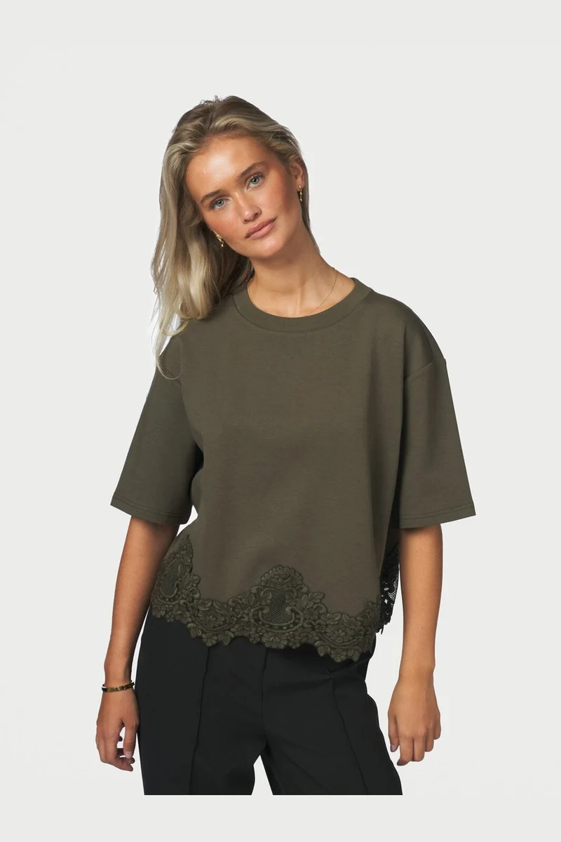 Neo Noir - Iria Lace Tee 170063 - 151 - Army