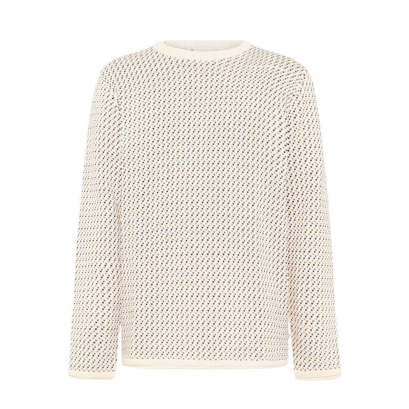 Jacquard Crew Neck Knit - Creme