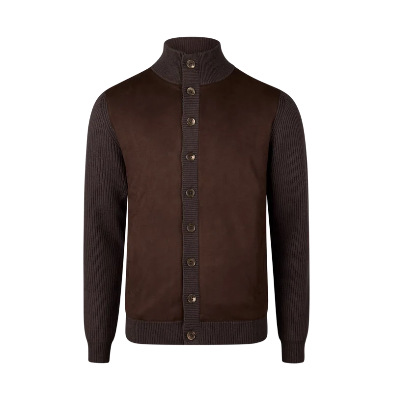 Cardigan Knitted Hybrid Buttoned - Brown