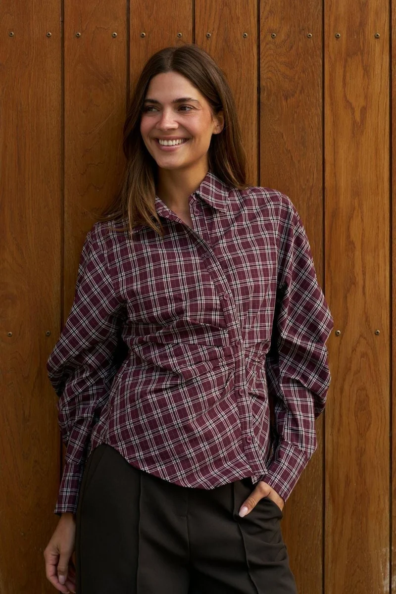 Neo Noir - Neoella Medium Check Shirt 168469 - 182 - Plum