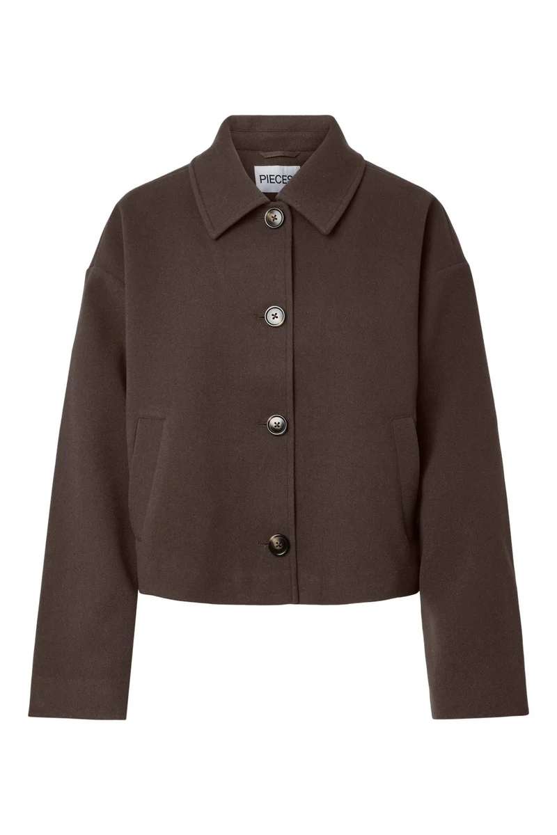 Pieces - Pcaya Short Coat - 5102307 Hot Fudge