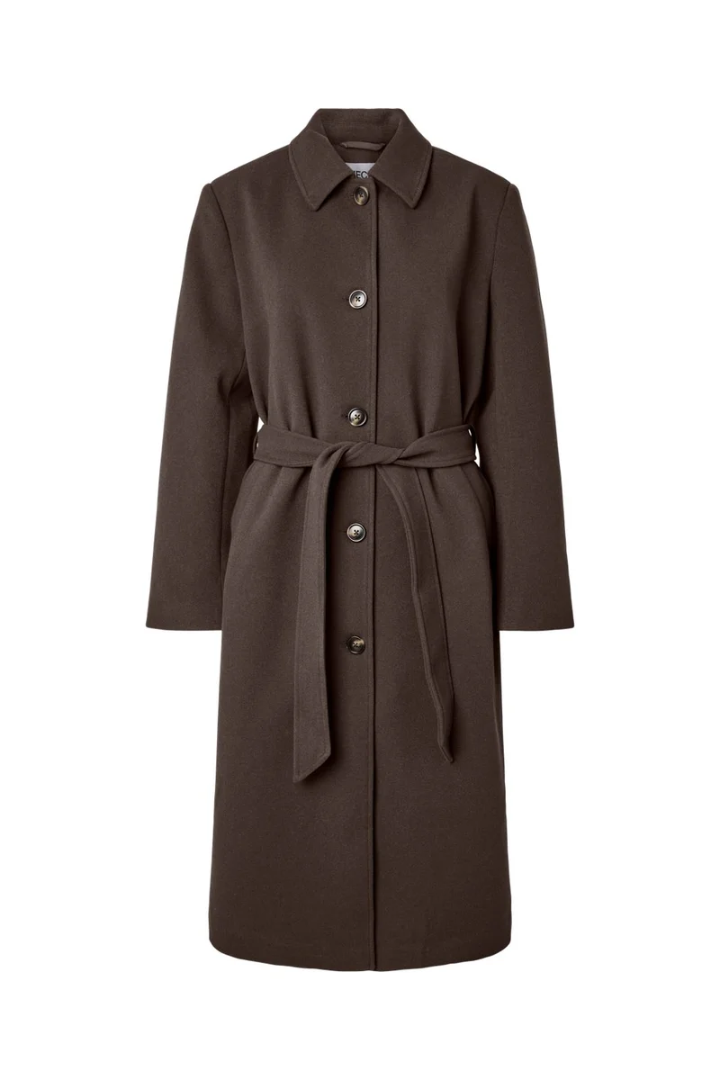 Pieces - Pcaya Long Coat - 5102327 Hot Fudge