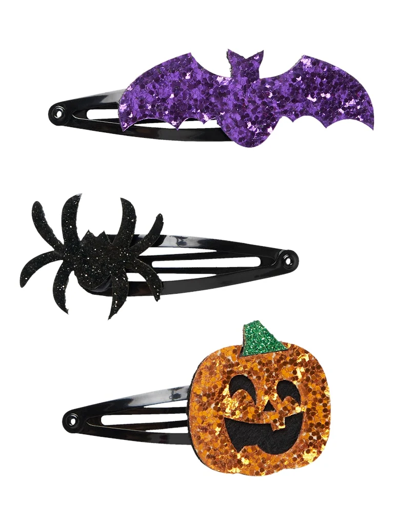 Halloween Glitter Hårspännen 3-pack