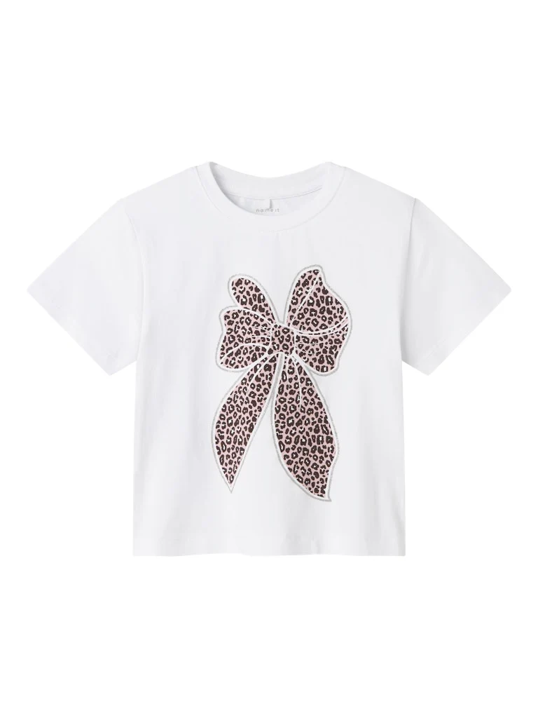 T-shirt med leopardmönstrad rosett
