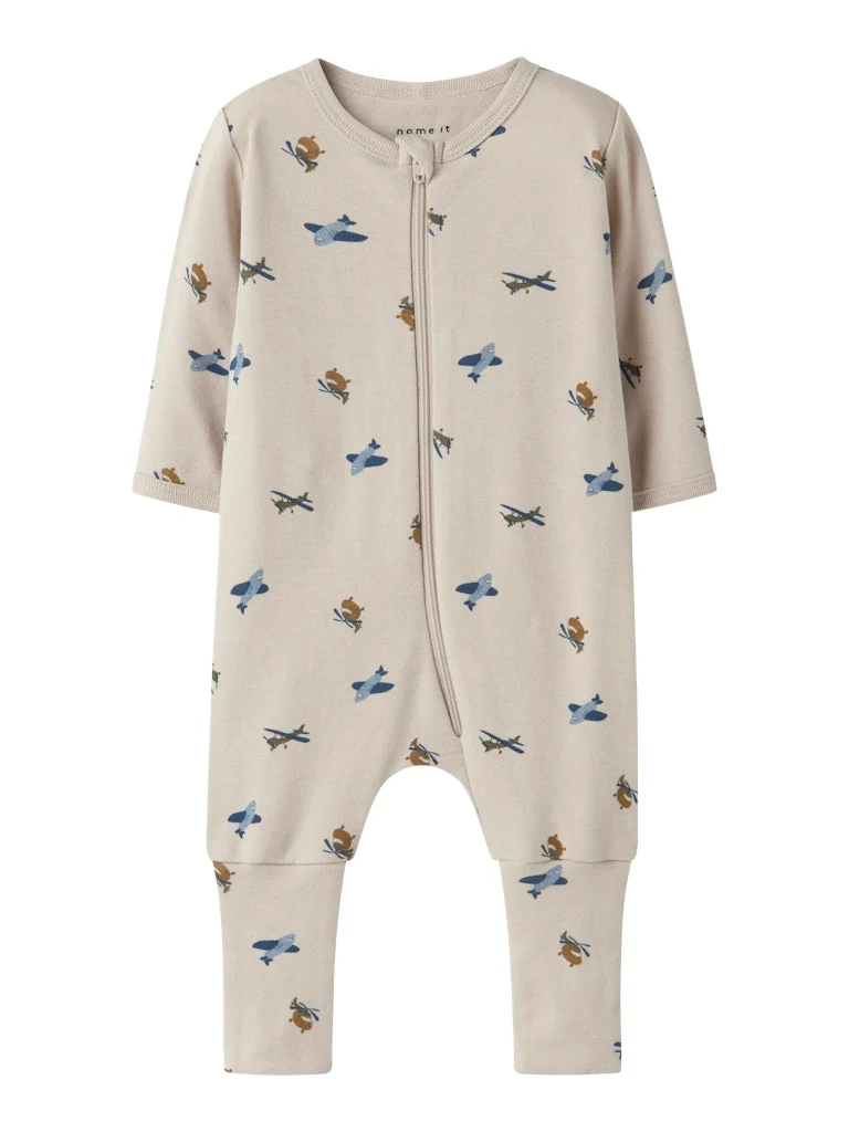 Flygplan pyjamas med vikmudd, fot/utan fot