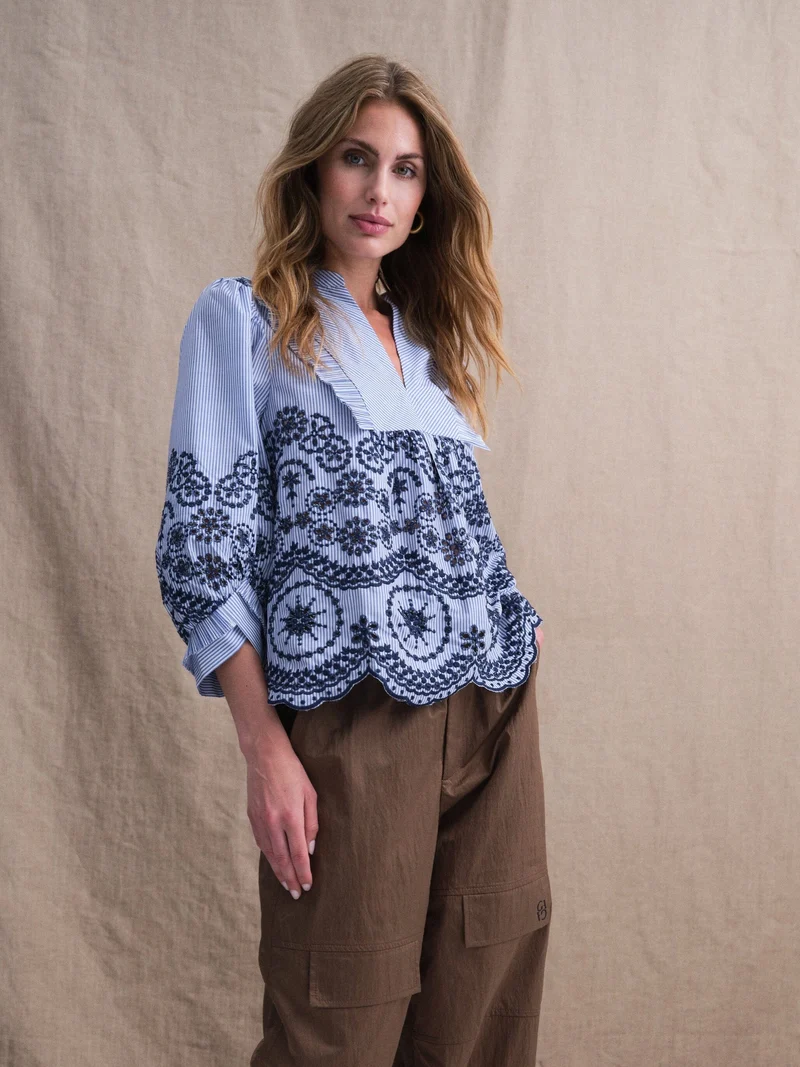 Gossia - Meego Cao Blouse G2848 - Blue Stripes