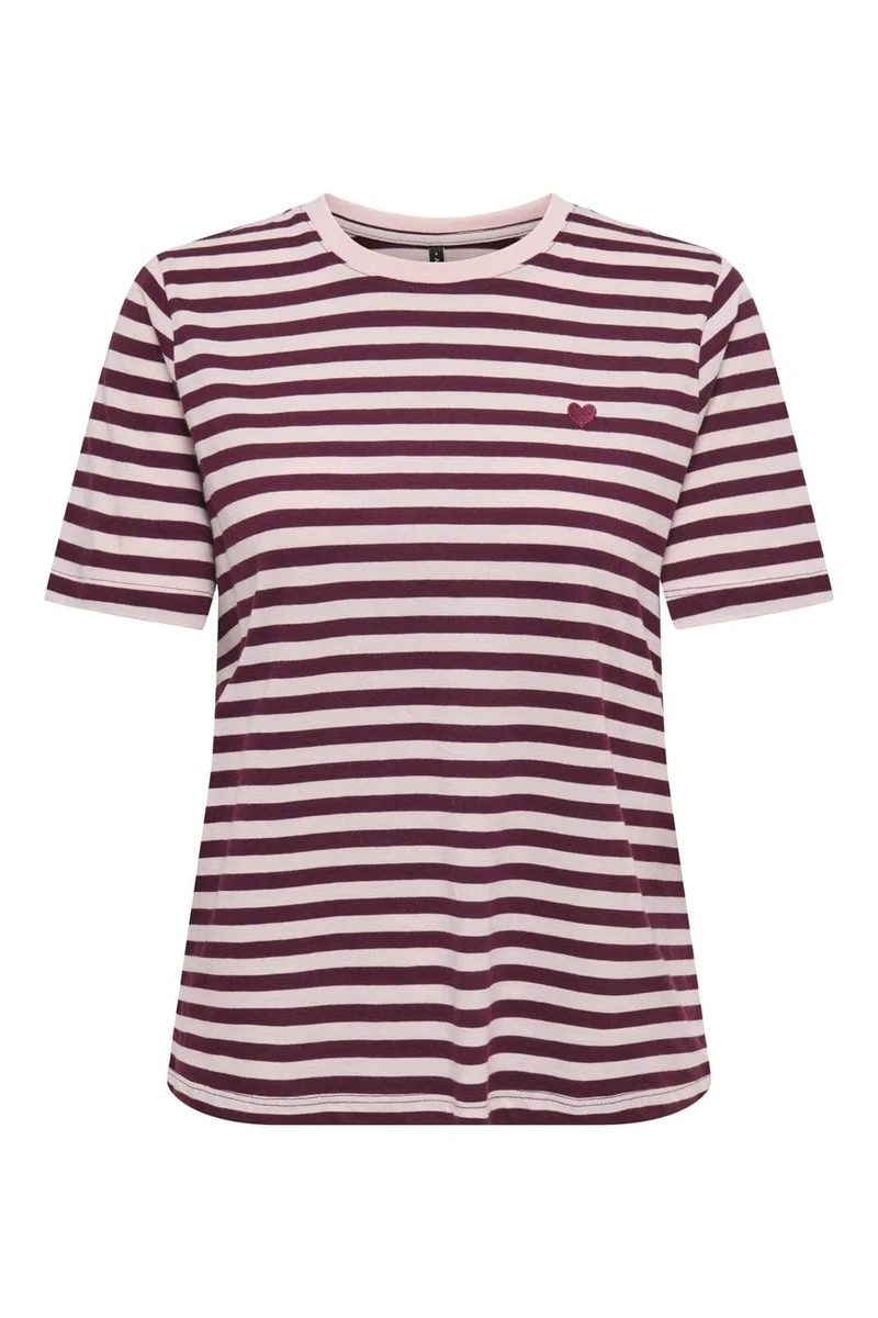 Only - Onlhappy S/S Emb Top - 5204485 Winetasting Pale Lilac (Uni) - Winetasting Emb Heart