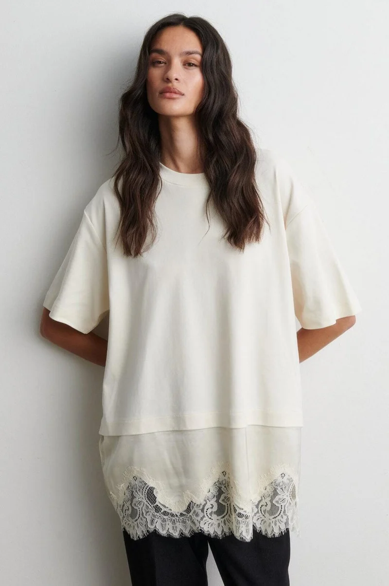 Second Female - Vaccara Lace Tee 61136 - 1027 Egret