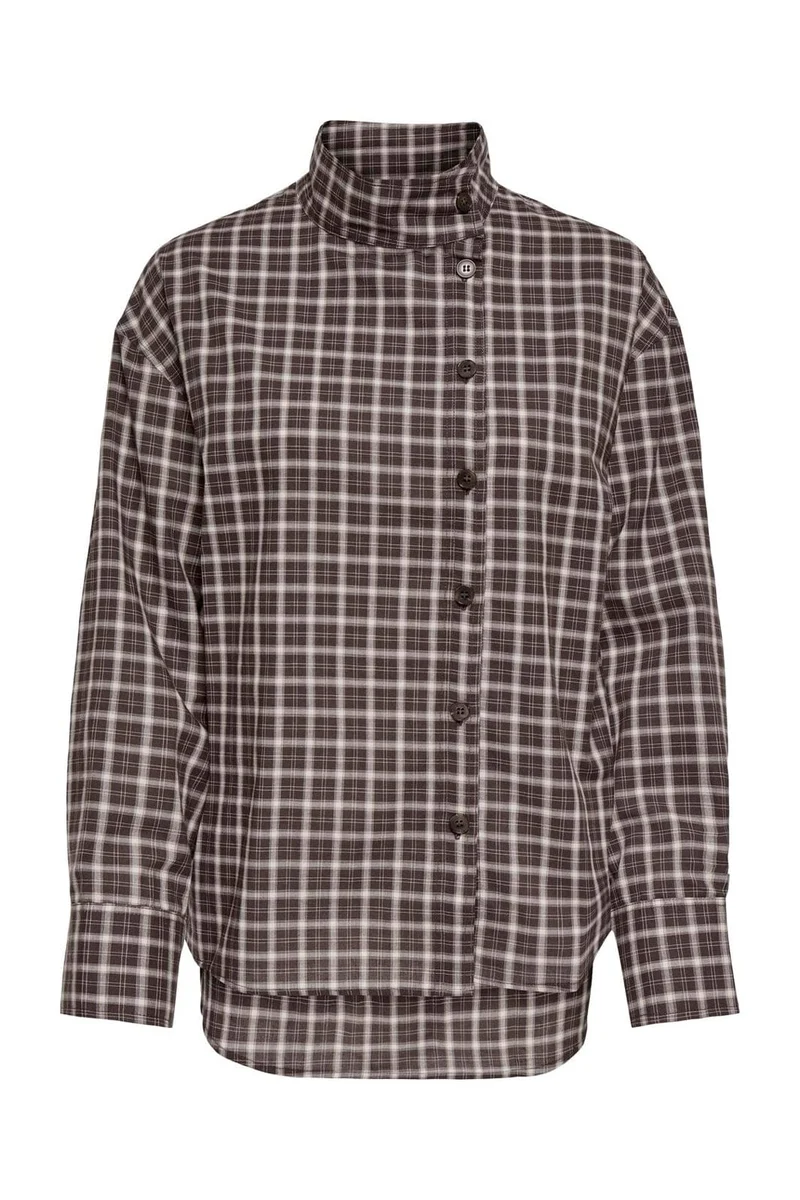 Only - Onlfreya Check High Neck Shirt - 5232775 Malt Ball