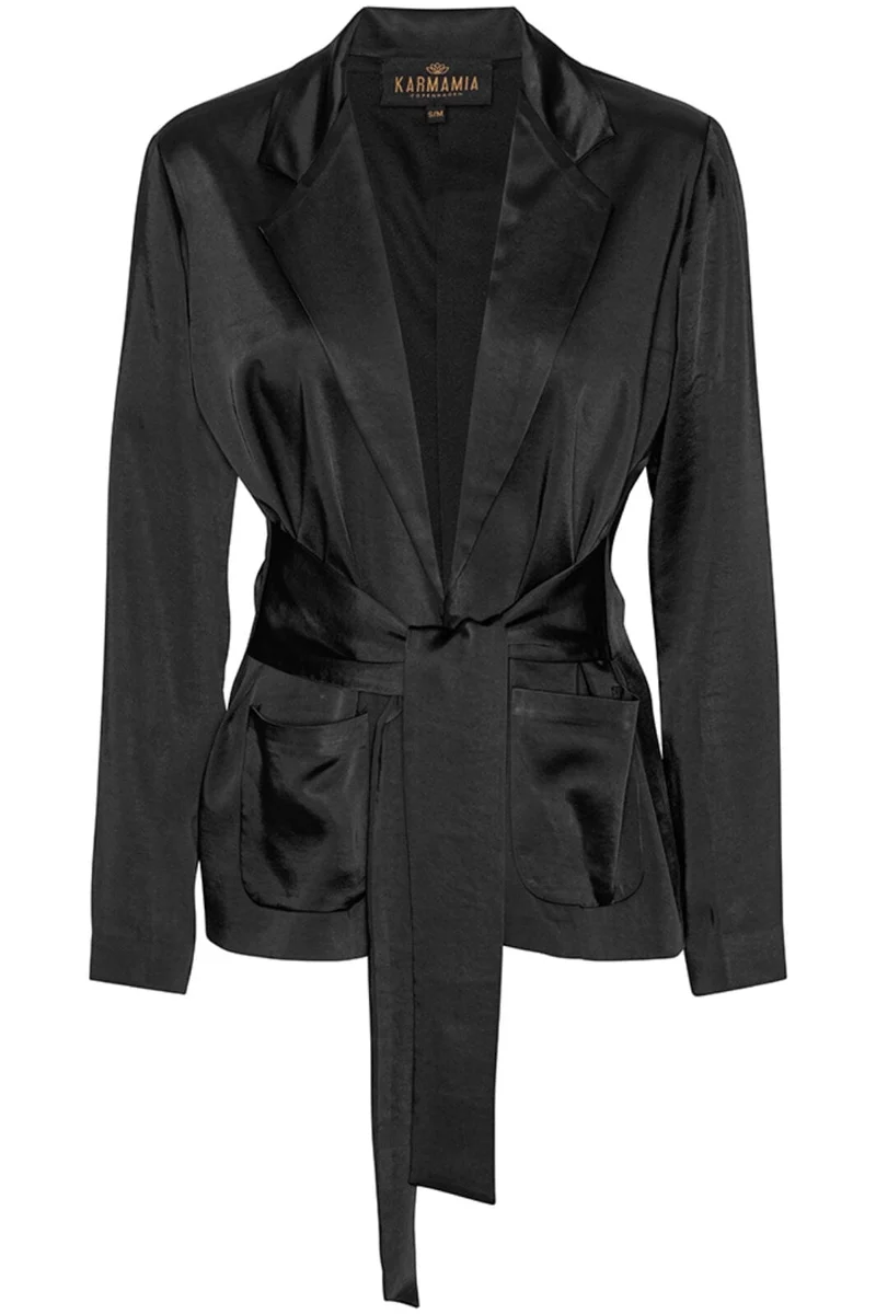 Karmamia - Rex Tie Blazer - Black Rich Satin