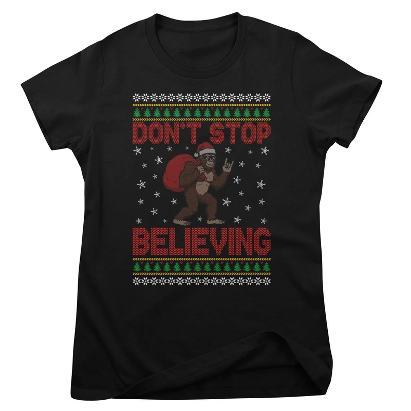 Christmas Bigfoot Pattern Girly Top