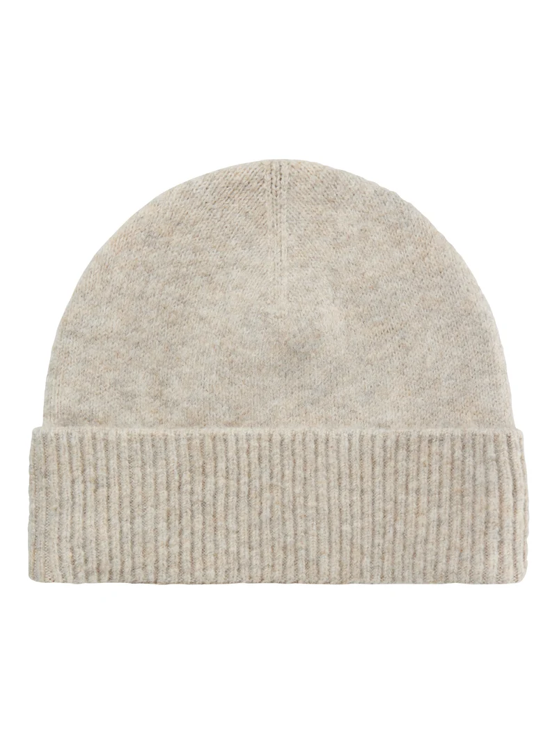 Stickad Beige Mössa