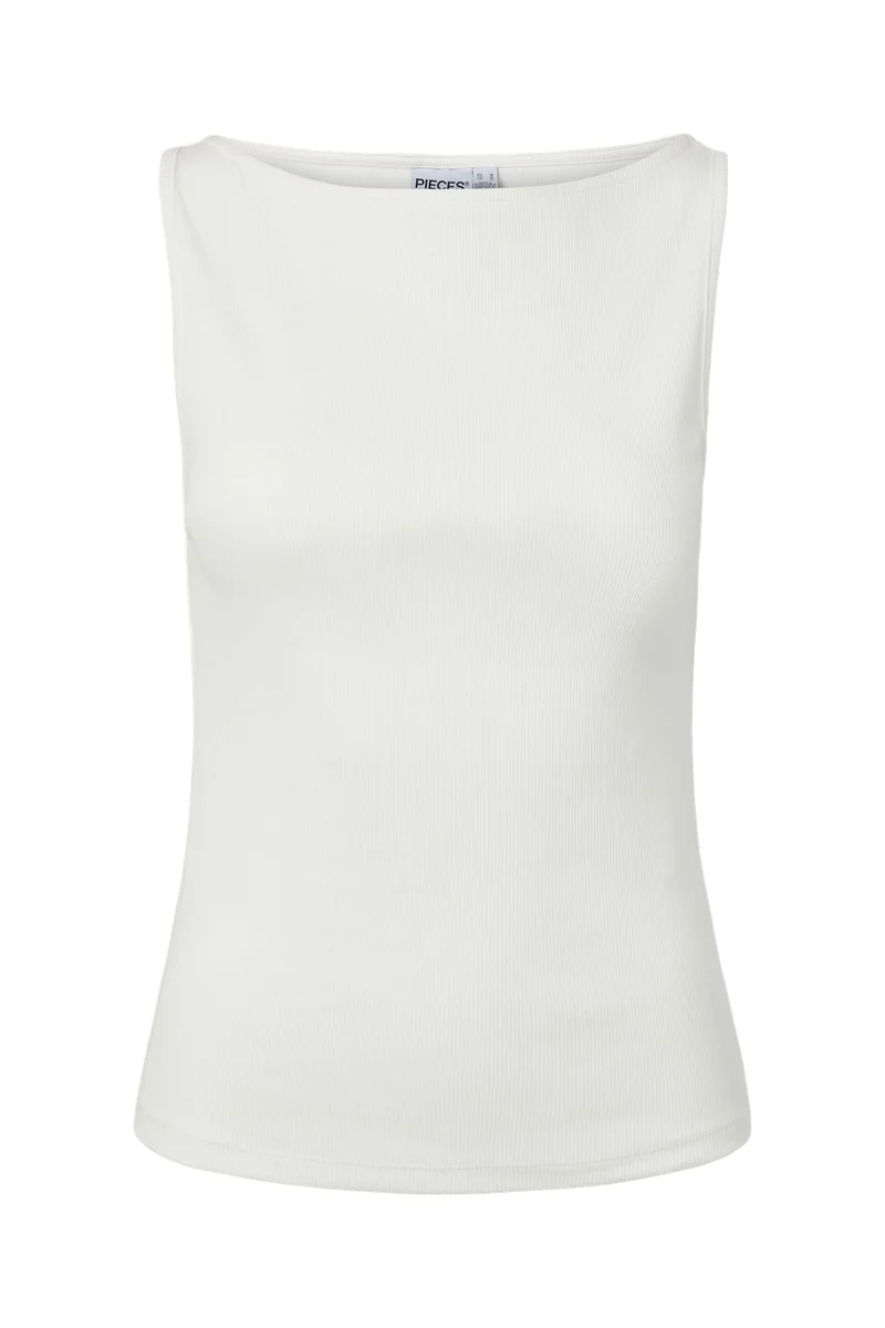 Pieces - Pcmay Sl Boatneck Top - 5154468 Cloud Dancer