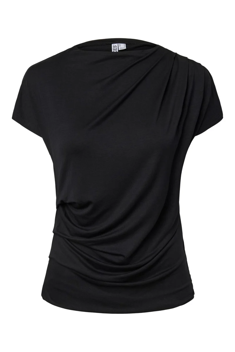 Pieces - Pcmelina Ss Assymetrical Top - 5161222 Black