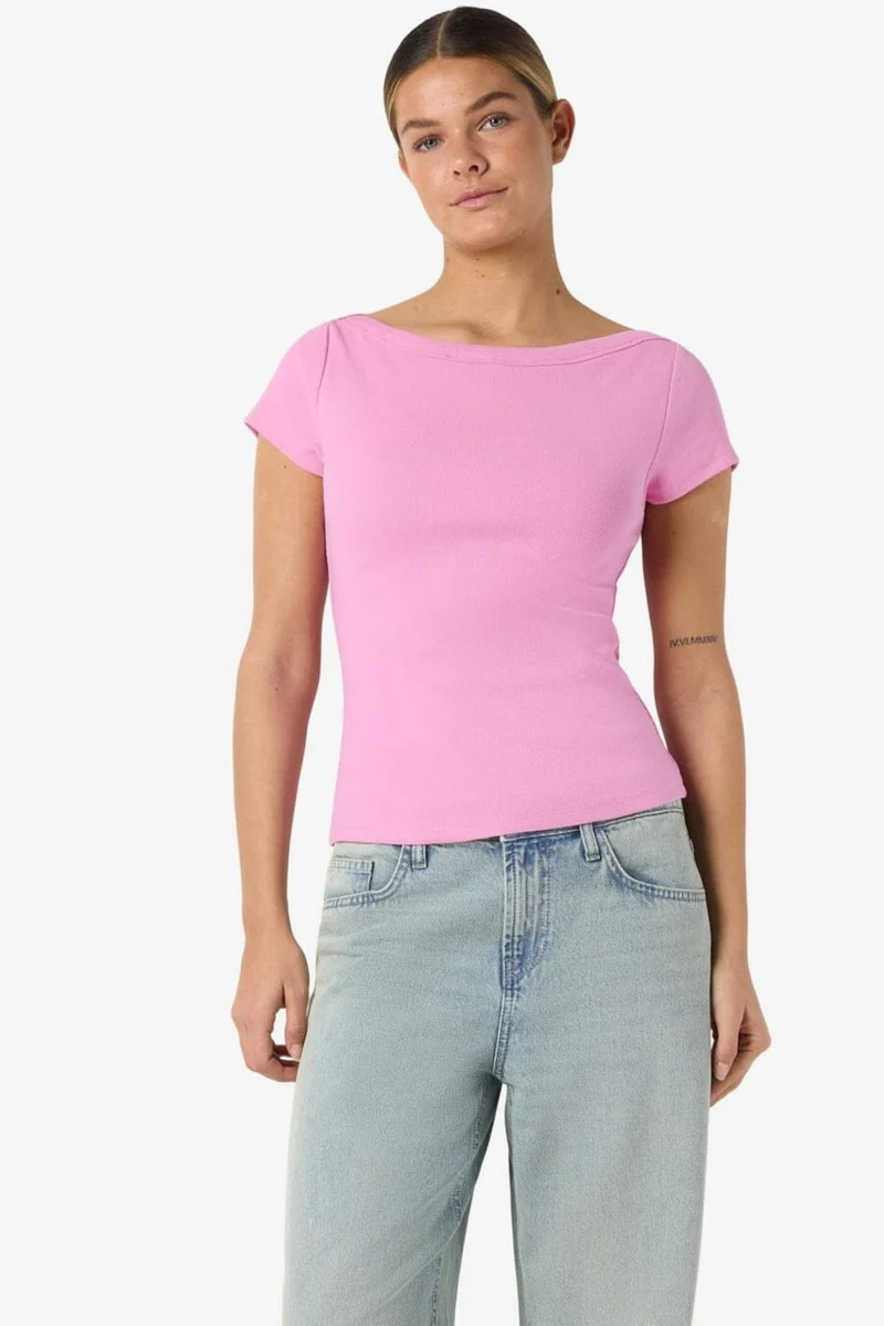 Noisy May - Nmmaya S/S Boatneck Top - 4915908 Begonia Pink