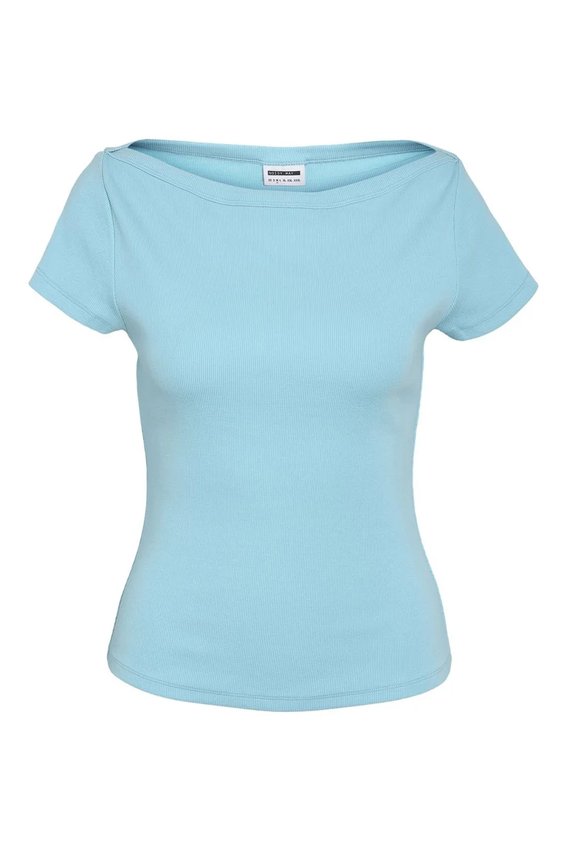 Noisy May - Nmmaya S/S Boatneck Top - 4915904 Baltic Sea
