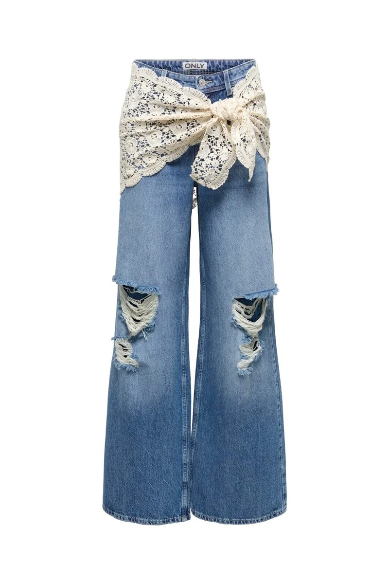 Only - Onlcarrie Reg Crochet Des Wide Dot - 5102334 Medium Blue Denim Crochet Belt