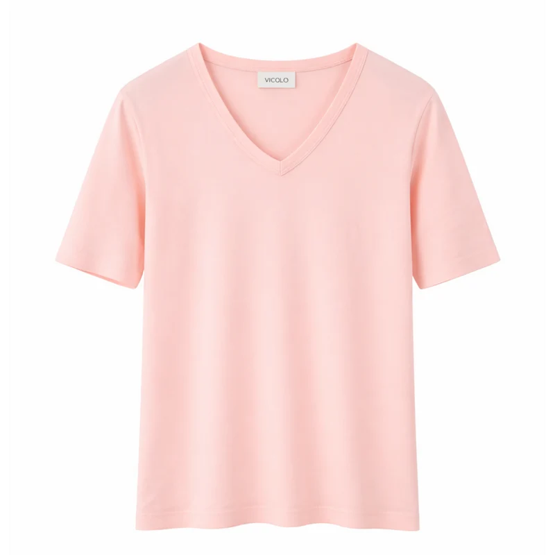 Basic V-Neck T-Shirt - Abu Rosa Pallido