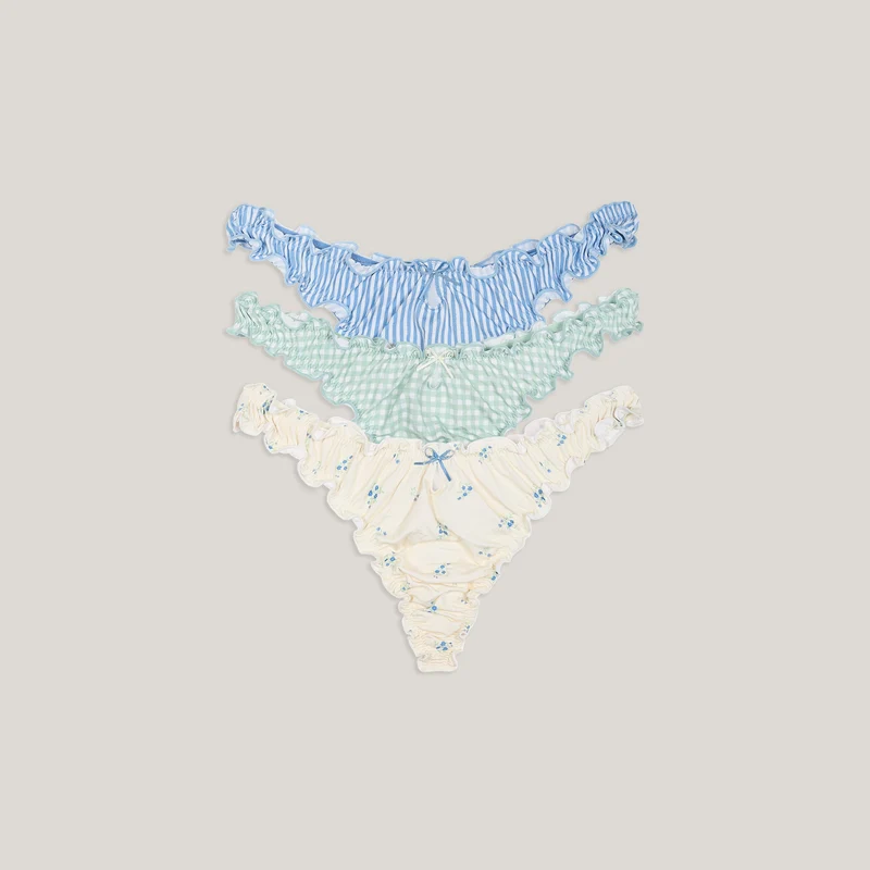 Bamboo Scrunchie Stringtrosor (3-pack) - Multi