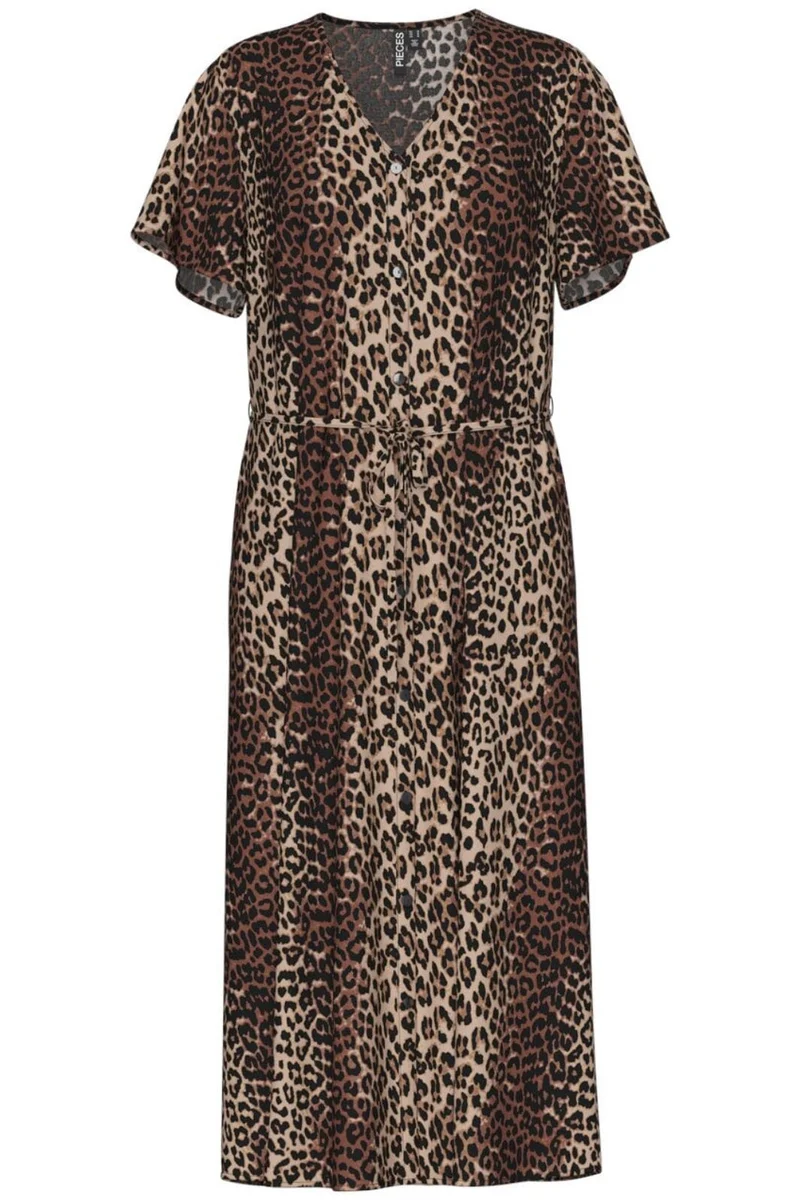 Pieces - Pcnya Ss V-Neck Midi Dress - 4716565 Moonlight Leo
