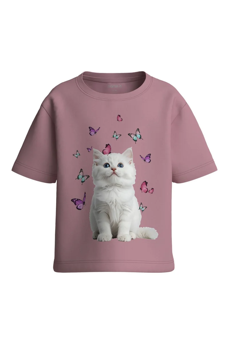 Name It - Nmfvotea Ss Nreg Top - 5088892 Lilas Kitten Butterflies