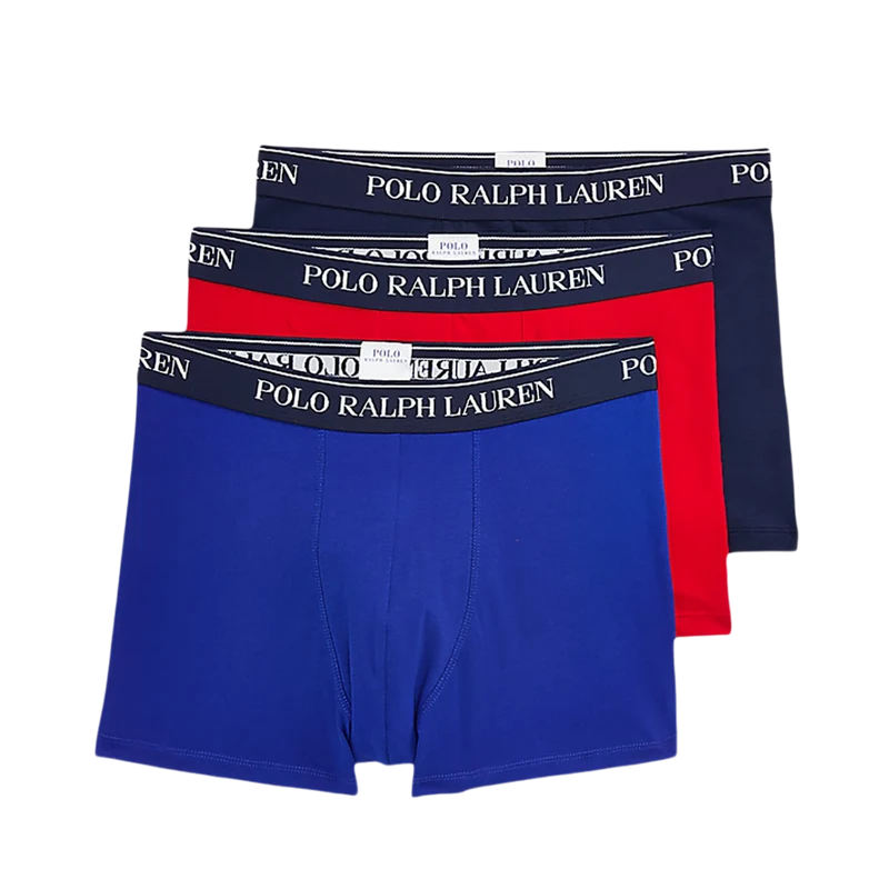 Stretch Cotton Trunk 3-Pack - Azure/Navy/Red