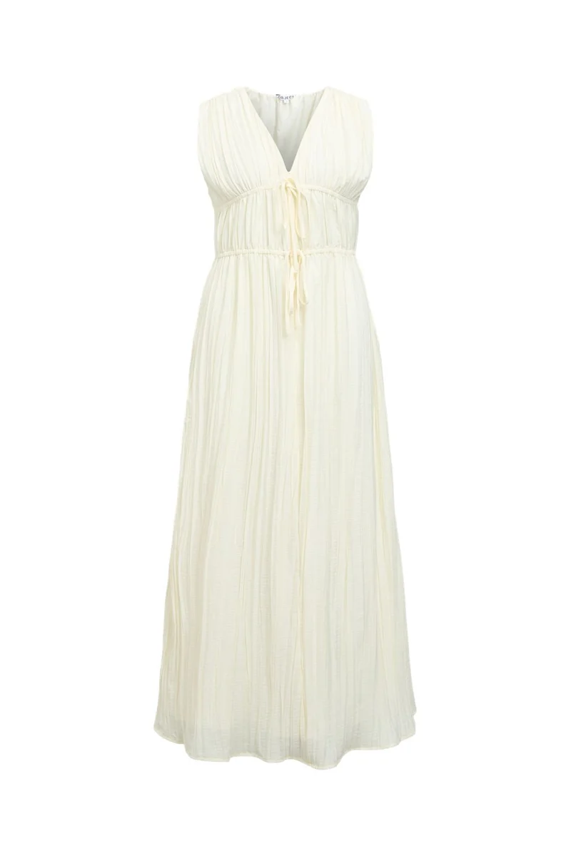 Object - Objbrea Re S/L Midi Dress 144 - 5065472 Sandshell