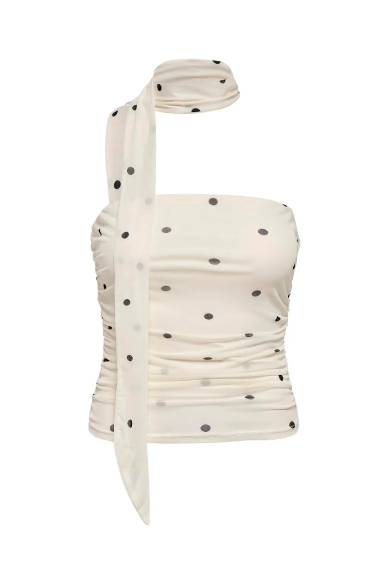 JDY - Jdyelsa Mesh Tube Top - 5104945 Pristine Black Dots