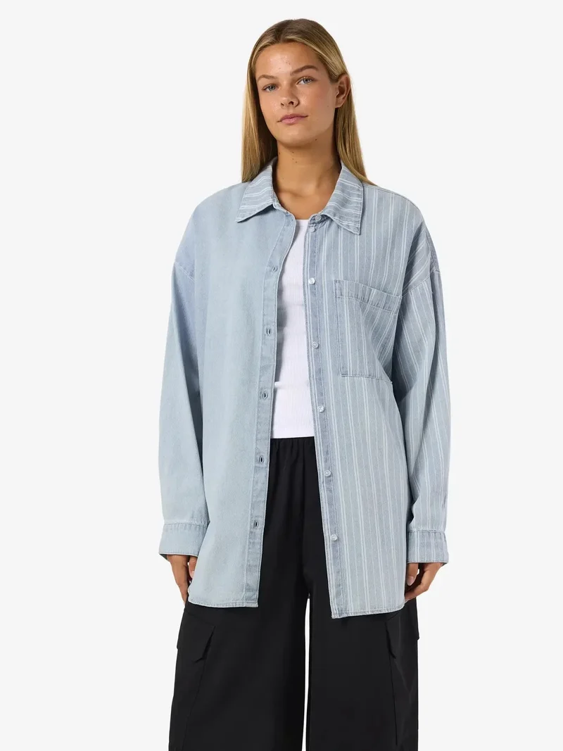 Noisy May - Nmkatri L/S Oversized Shirt Bs006Lb - 4943917 Medium Blue Denim
