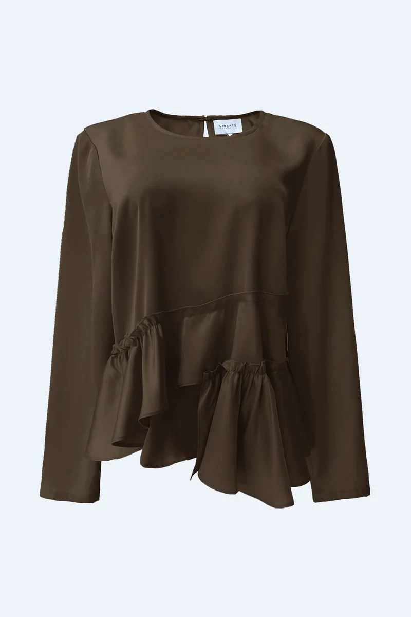 Liberte - Fie Ls Frill Blouse 22466 - Dark Brown