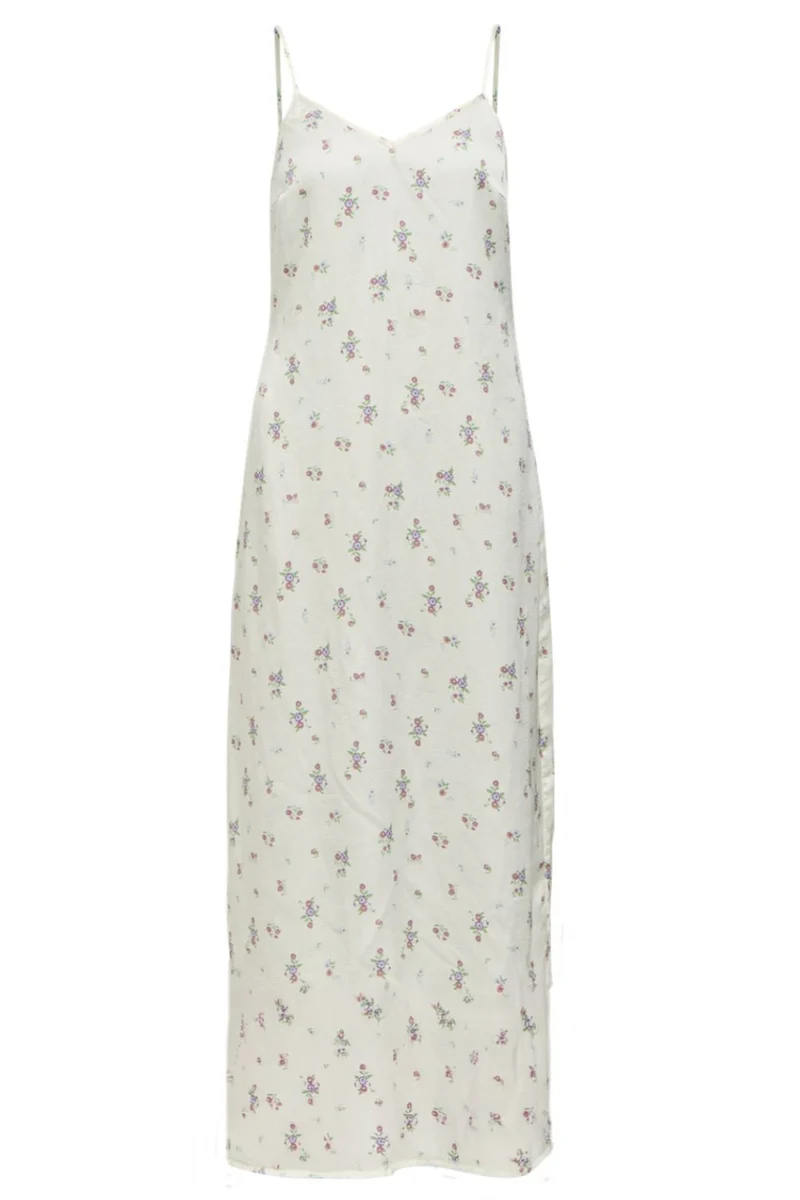 Object - Objanna Reg. Maxi Slip Dress - 5145939 Cloud Dancer Flowers