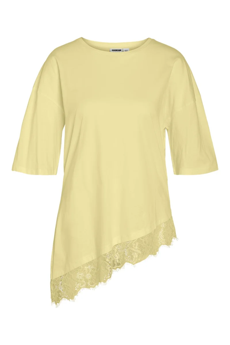 Noisy May - Nmeasy Lace Detail S/S T-Shirt /Tnt - 5141559 French Vanilla Dtm Lace