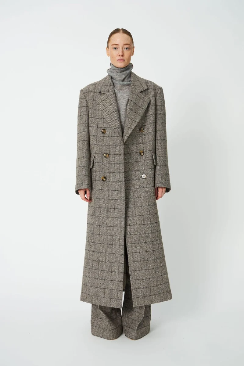 Stella Nova - Masculine Oversized Coat Fc63-7615 - 917 Warm Grey MéLange
